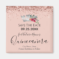 Pretty Pink Glitter Quinceanera Save the Date