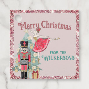 Pretty Pink Glitter & Teal Nutcracker Christmas Favour Tags