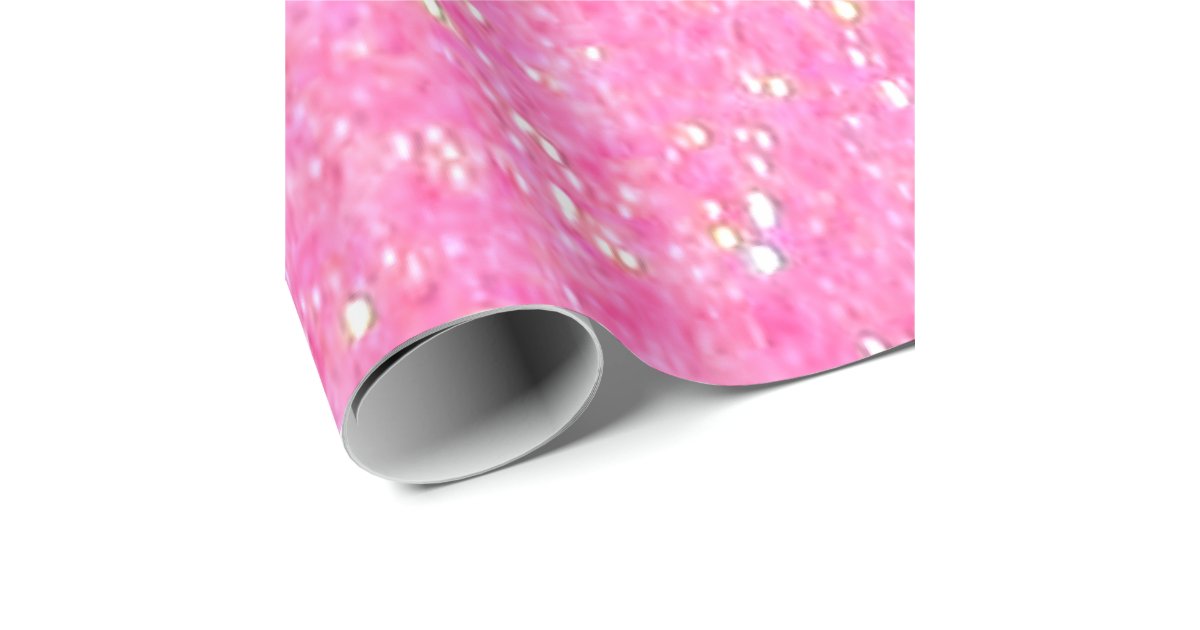 Pretty Pink Glitter Wrapping Paper Zazzle.co.uk