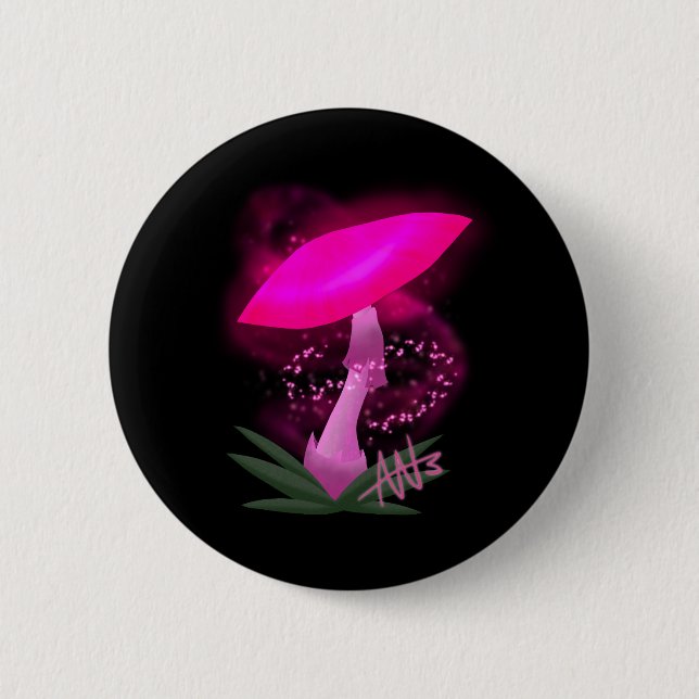 Pretty Pink Glowing Mushroom 6 Cm Round Badge (Front)