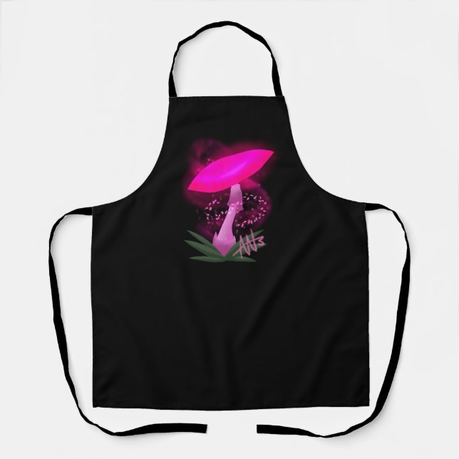 Pretty Pink Glowing Mushroom Apron (Front)