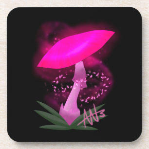 Pretty Pink Glowing Mushroom Coaster