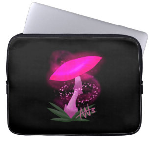 Pretty Pink Glowing Mushroom Laptop Sleeve
