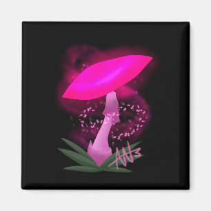 Pretty Pink Glowing Mushroom Magnet