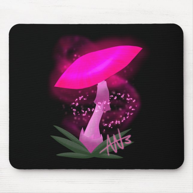 Pretty Pink Glowing Mushroom Mouse Mat (Front)