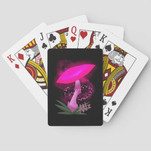 Pretty Pink Glowing Mushroom Playing Cards