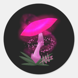 Pretty Pink Glowing Mushroom Sticker