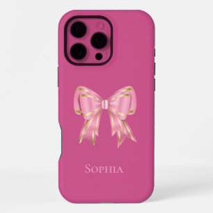Pretty Pink Gold Bow iPhone 16 Pro Max Case