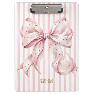Pretty Pink Gold Confetti Bow  Clipboard