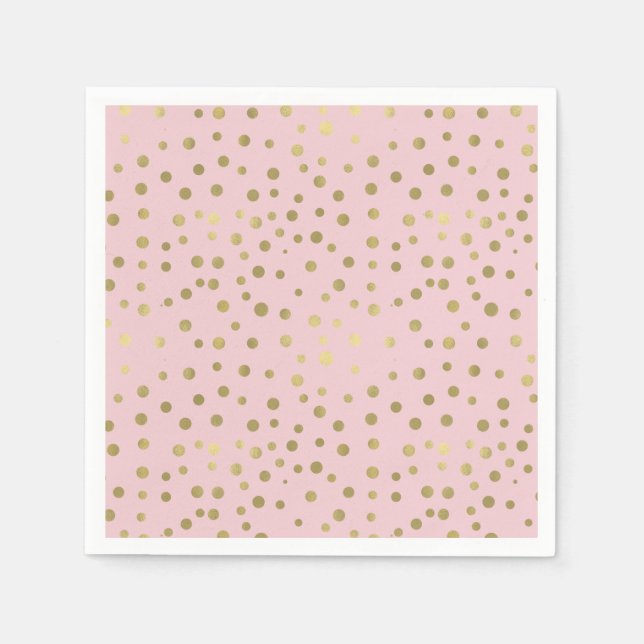 Pretty Pink Gold Confetti Dots Napkin (Front)