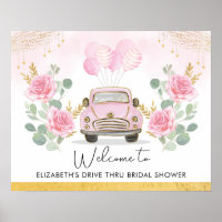 Pretty Pink Gold Drive Thru Bridal Shower Welcome