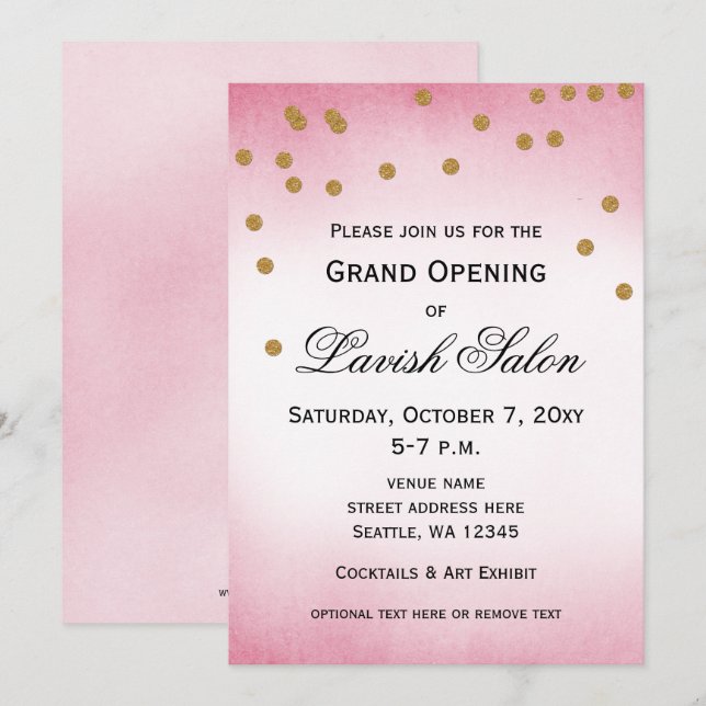 Pretty Pink Grand Opening Party Invitation (Front/Back)
