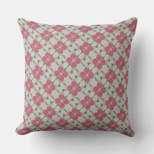 Pretty Pink Green and Grey Patterned Cushion