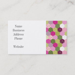 Pretty Pink Green Mulberry Patchwork Quilt Design Business Card