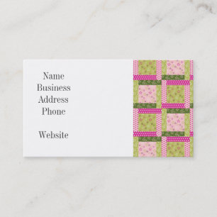 Pretty Pink Green Patchwork Squares Quilt Pattern Business Card