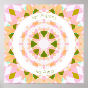 Pretty Pink Green Per Aspera Ad Astra Motivational Poster