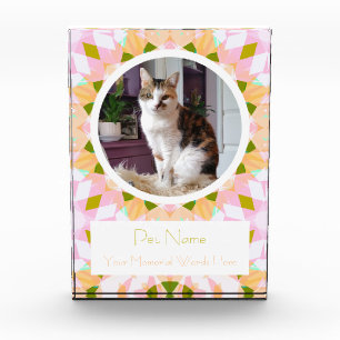 Pretty Pink Green Pet Cat Dog Memorial Keepsake Photo Block