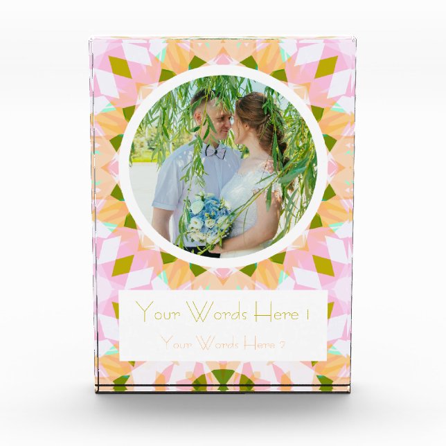 Pretty Pink Green Wedding Marriage Photo Gift (Front)