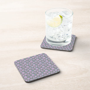 Pretty Pink & Grey Floral Coaster