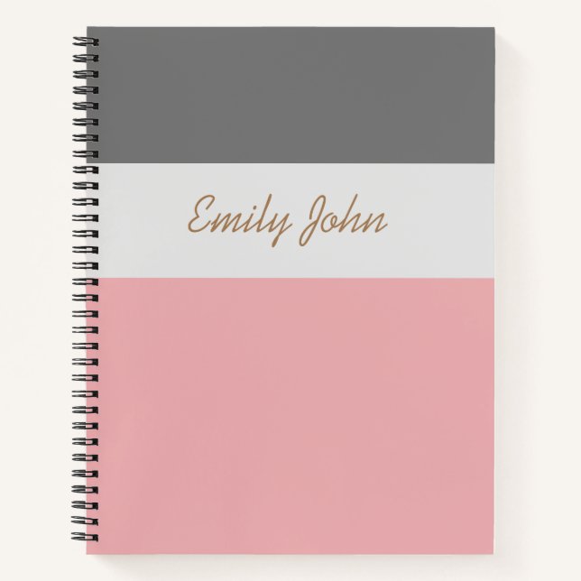 Pretty Pink & Grey Notebook (Front)