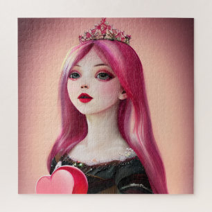 Pretty Pink Haired Princess with Tiara   Jigsaw Puzzle