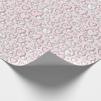 Pretty Pink Hand Drawn Bubble Hearts Valentine Wrapping Paper