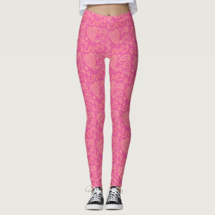 Pretty Pink Hand-drawn Heart Pattern Leggings
