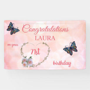 Pretty Pink Happy 71st Birthday Banner