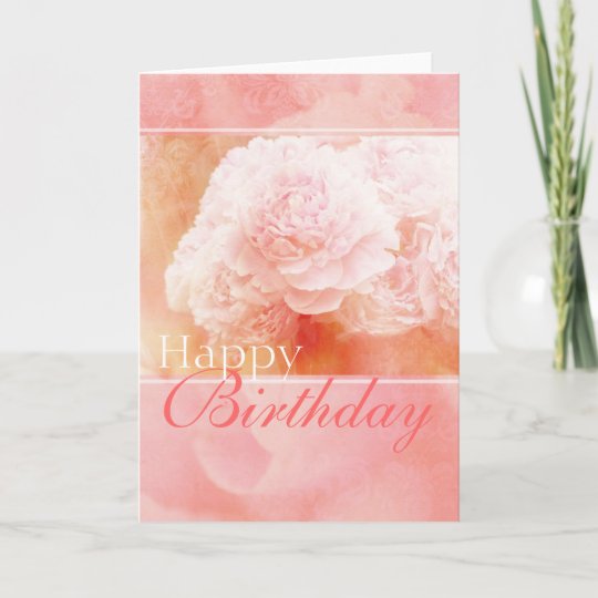 Pretty Pink Happy Birthday Peonies Card | Zazzle.co.uk