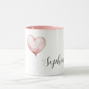Pretty Pink Heart Balloon Mug