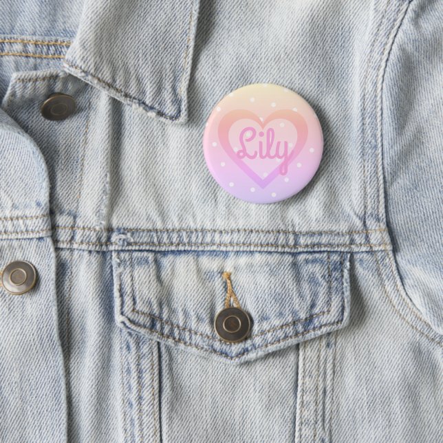 Pretty Pink Heart Customisable Badge (In Situ)