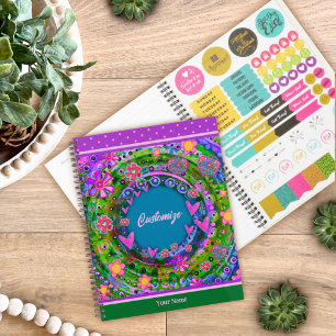 Pretty Pink Heart  Floral Customisable Name  Planner