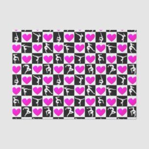 PRETTY PINK HEART GYMNASTICS DESIGN TISSUE PAPER