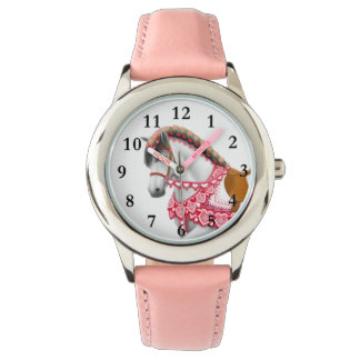 Pretty Pink Heart Parade Horse Kids Watch
