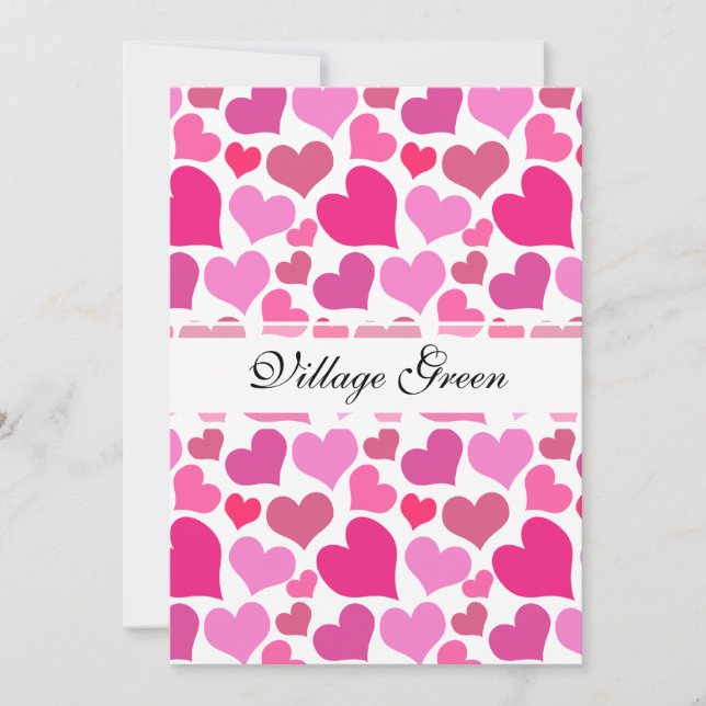 Pretty Pink Hearts for Bachelorette or Bride Invitation (Front)