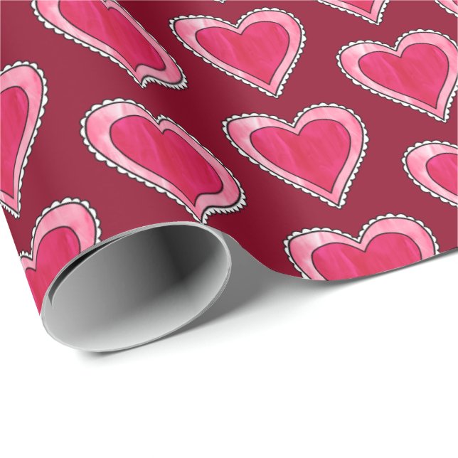 Pretty Pink Hearts Valentine's Day Wrapping Paper (Roll Corner)