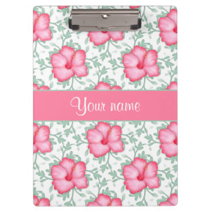Pretty Pink Hibiscus Flowers Clipboard