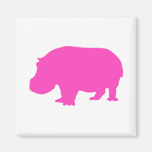 Pretty Pink Hippo Silhouette Magnet