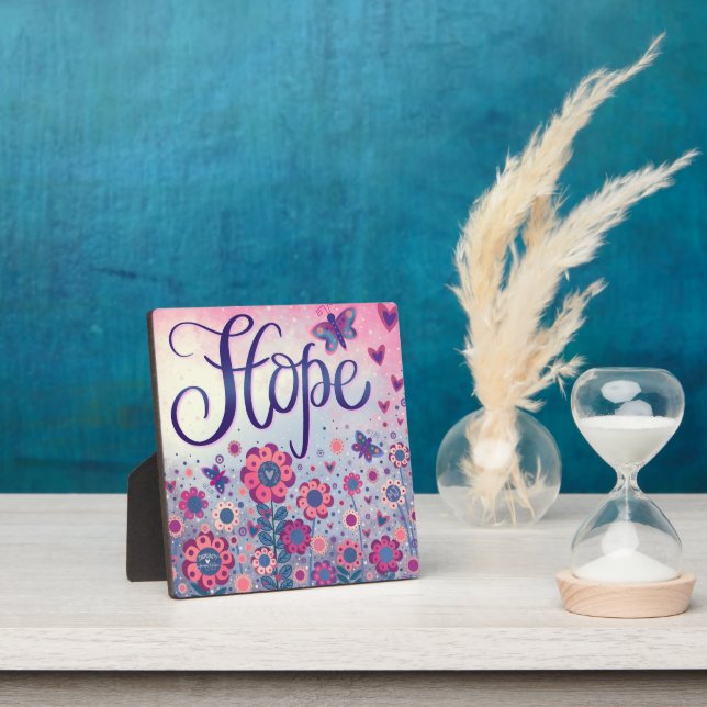 Pretty Pink Hope Inspirational Custom Floral Plaque (Insitu)
