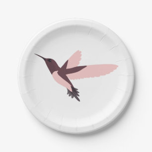 Pretty Pink Hummingbird Paper Plate