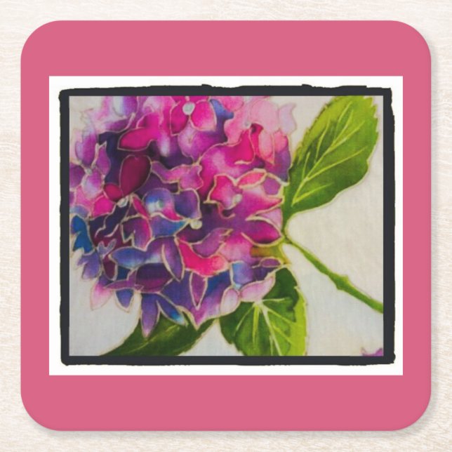 Pretty pink hydrangea coaster (Front)