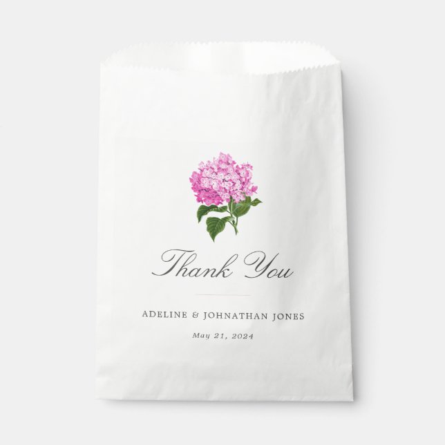 Pretty Pink Hydrangea Elegant Favour Bags (Front)