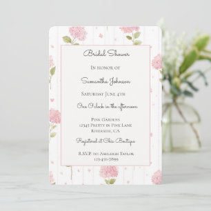 Pretty Pink Hydrangea Flowers Bridal Shower Invitation