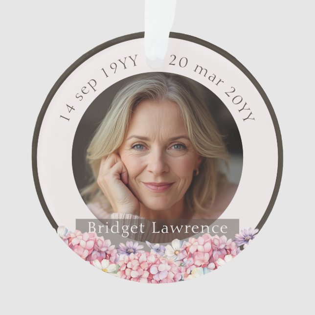 Pretty Pink Hydrangea Remembrance Memorial Ornament (Front)