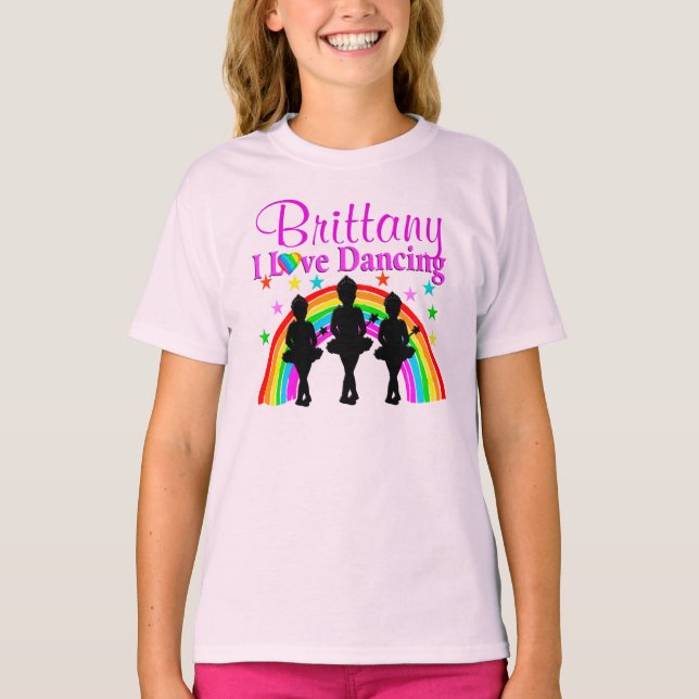 PRETTY PINK I LOVE DANCING PERSONALIZED APPAREL T-Shirt (Front)