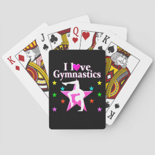 PRETTY PINK I LOVE GYMNASTICS DESIGN PLAYING CARDS