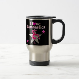 PRETTY PINK I LOVE GYMNASTICS DESIGN TRAVEL MUG