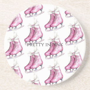 Pretty Pink Ice Skates Coaster