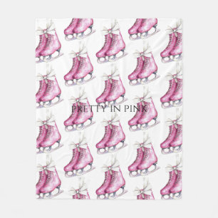 Pretty Pink Ice Skates Fleece Blanket