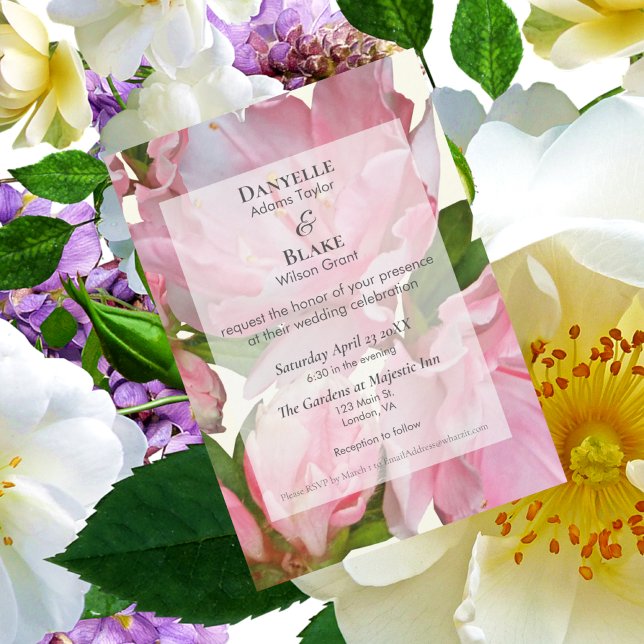 Pretty Pink Ivory Floral Modern Classic Wedding Invitation (Creator Uploaded)